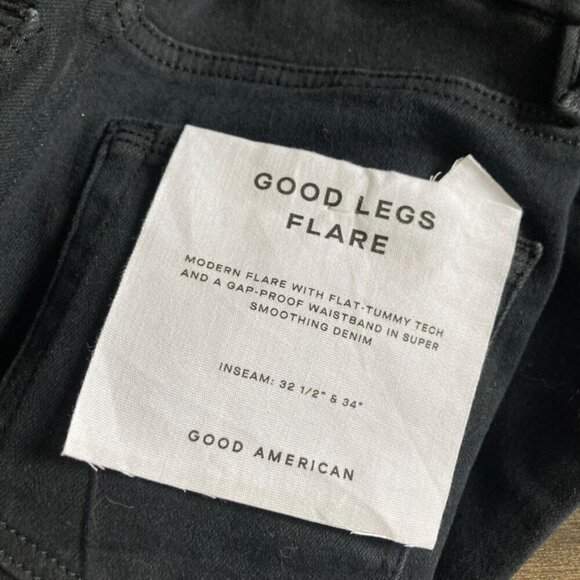 NWT Anthropologie Good American Good Legs Flare Jeans Black Sz XS - Picture 8 of 8